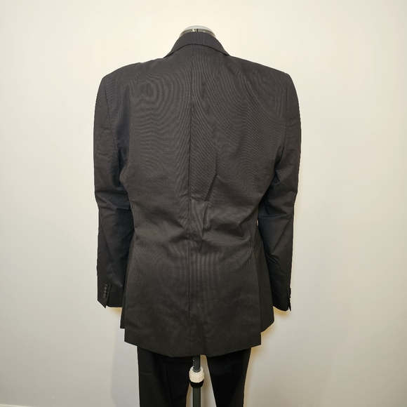 👍Keneth Cole Reaction black with stripe wool men's suit jacket 42T pants 36T - Picture 4 of 11